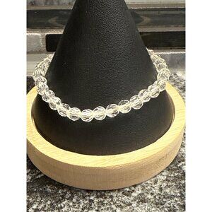 Clear Faux Quartz Crystal Beaded Stretch Bracelet